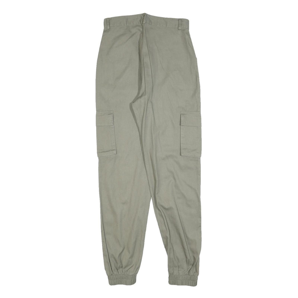 Womens Cotton Blend Slim Khaki Trousers W28 L30 Cargo Style Zip Closure Casual