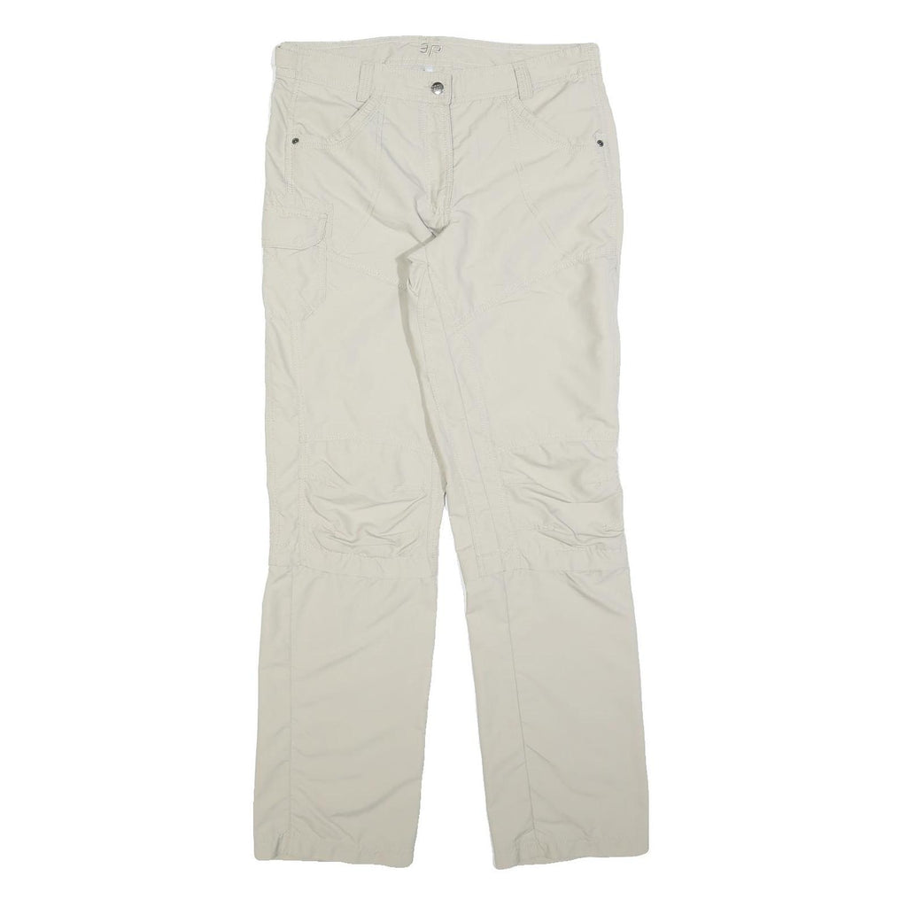 EP Womens Polyester Blend Cream Regular Fit Straight Leg Trousers W32 L32 Casual