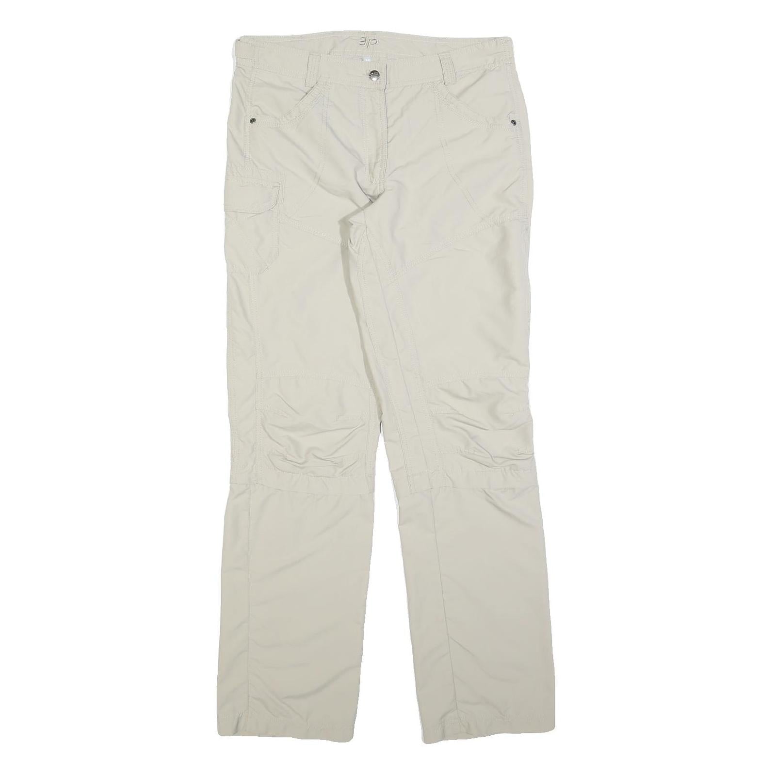 EP Womens Polyester Blend Cream Regular Fit Straight Leg Trousers W32 L32 Casual