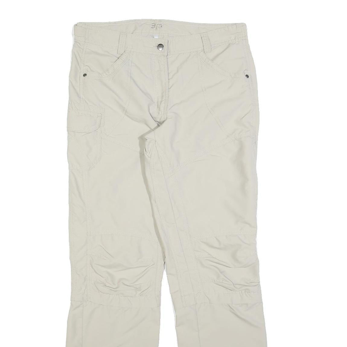 EP Womens Polyester Blend Cream Regular Fit Straight Leg Trousers W32 L32 Casual