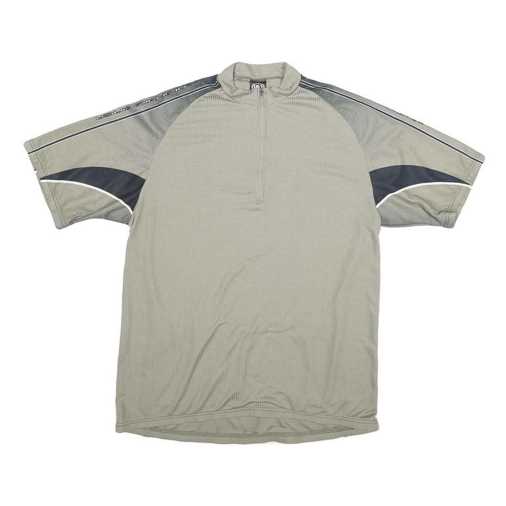 LOUIS GARNEU Mens Grey & Black Modern T-Shirt L Short Sleeve 1/4 Zip