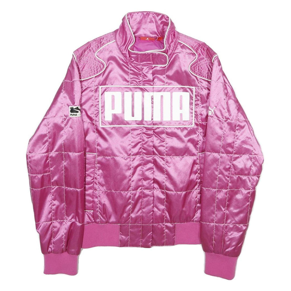 PUMA Womens Pink Nylon Jacket UK 10 Plain Logo Zip Fastening