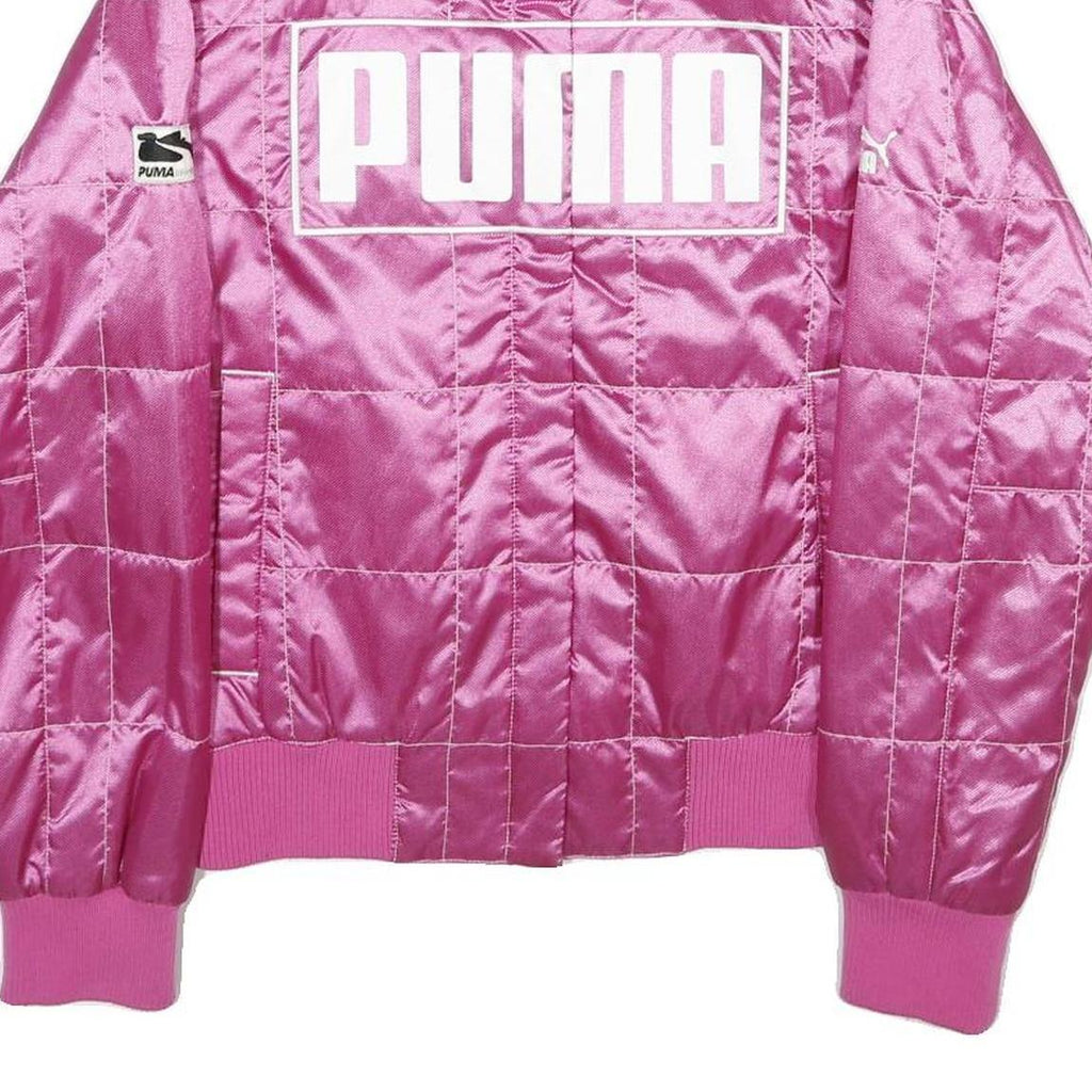 PUMA Womens Pink Nylon Jacket UK 10 Plain Logo Zip Fastening