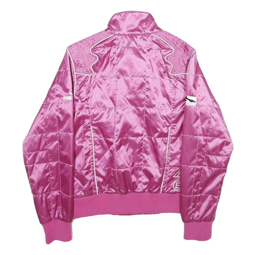 PUMA Womens Pink Nylon Jacket UK 10 Plain Logo Zip Fastening