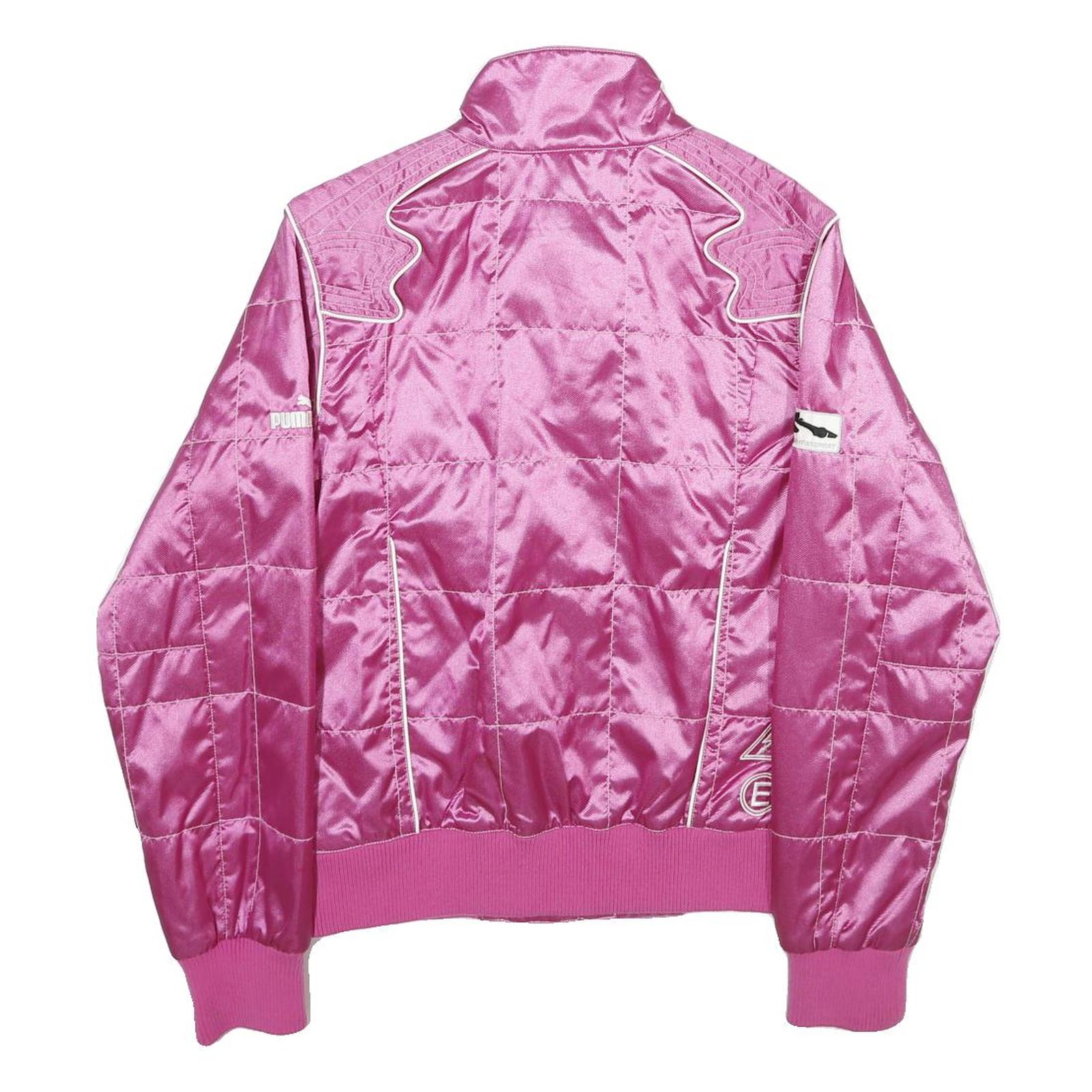 PUMA Womens Pink Nylon Jacket UK 10 Plain Logo Zip Fastening