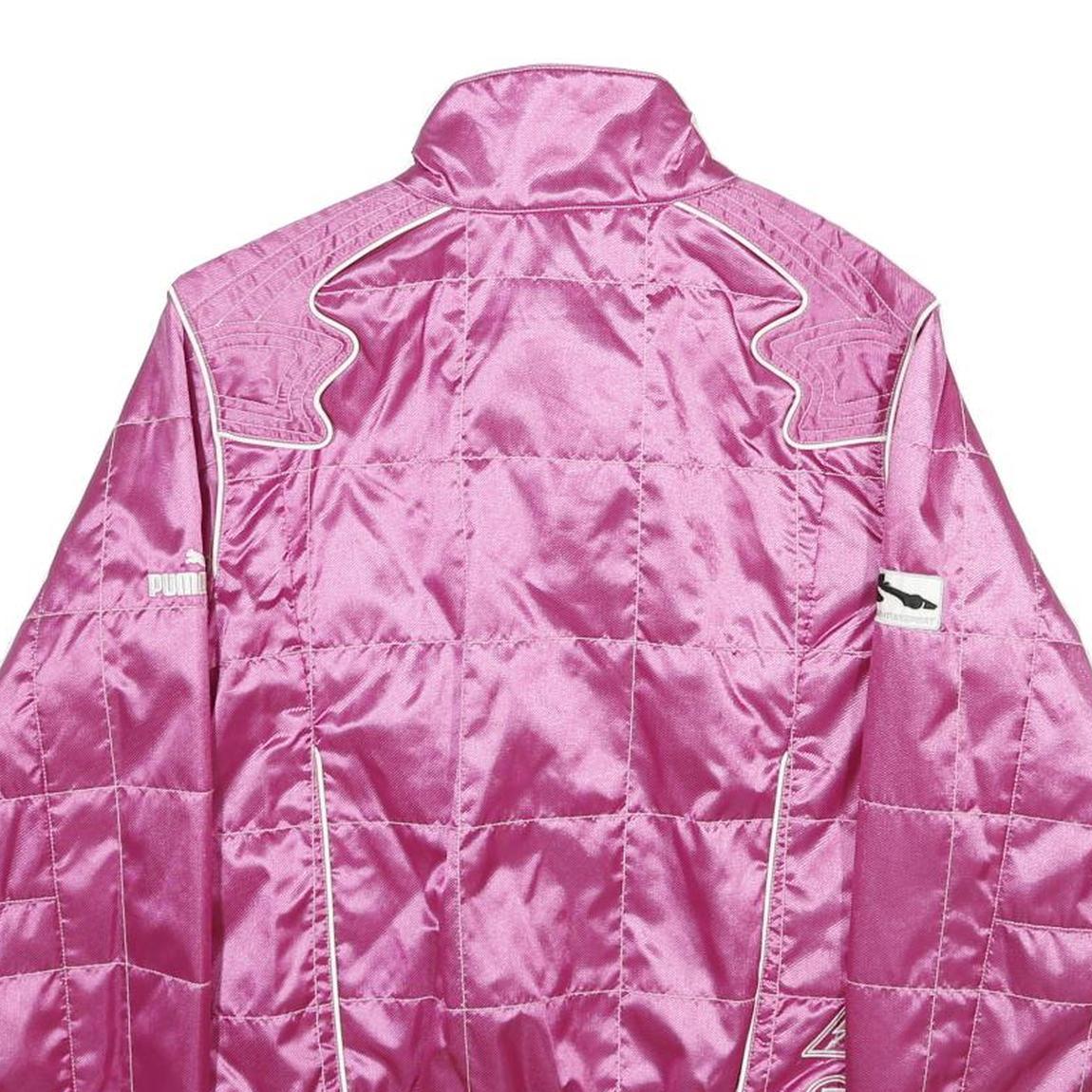 PUMA Womens Pink Nylon Jacket UK 10 Plain Logo Zip Fastening