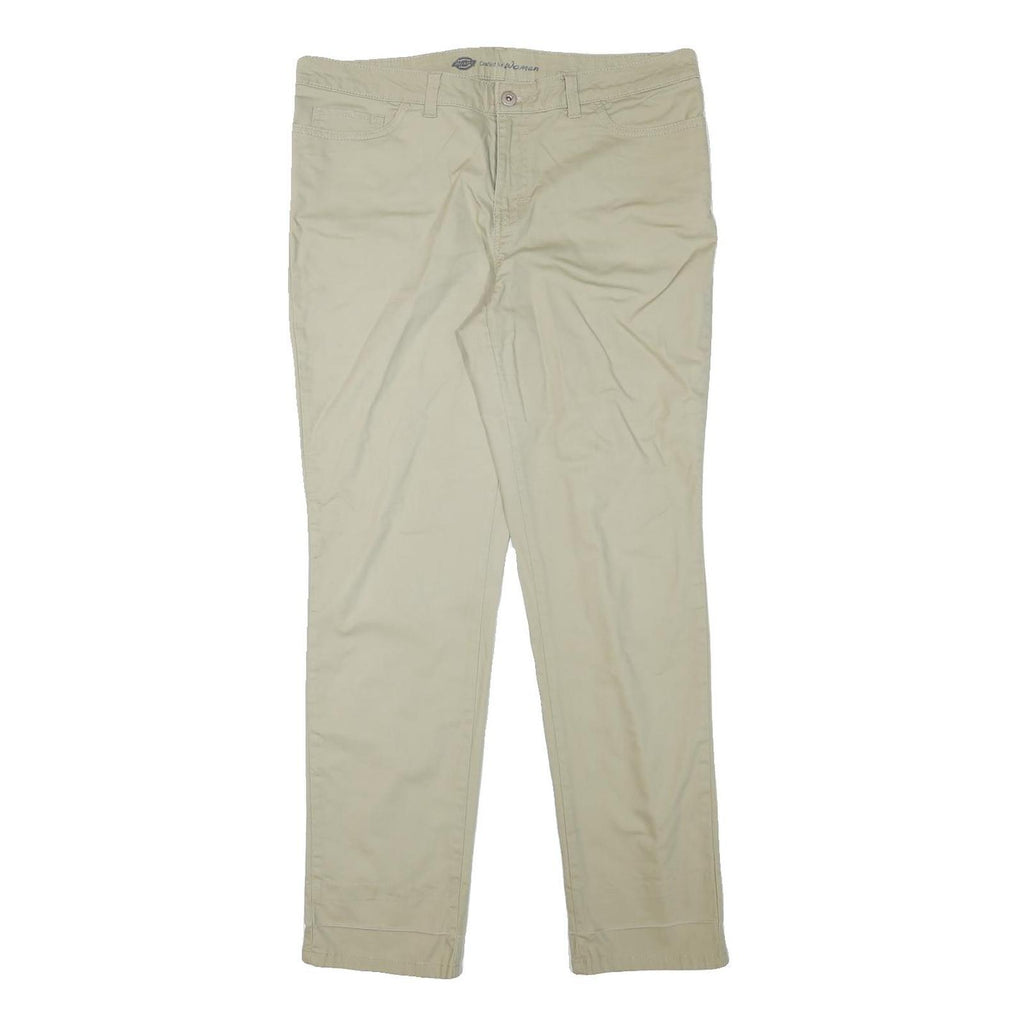 DICKIES Womens Cotton Blend Beige Slim Slim Straight Trousers W34 L30 Casual