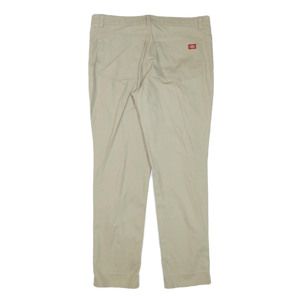 DICKIES Womens Cotton Blend Beige Slim Slim Straight Trousers W34 L30 Casual