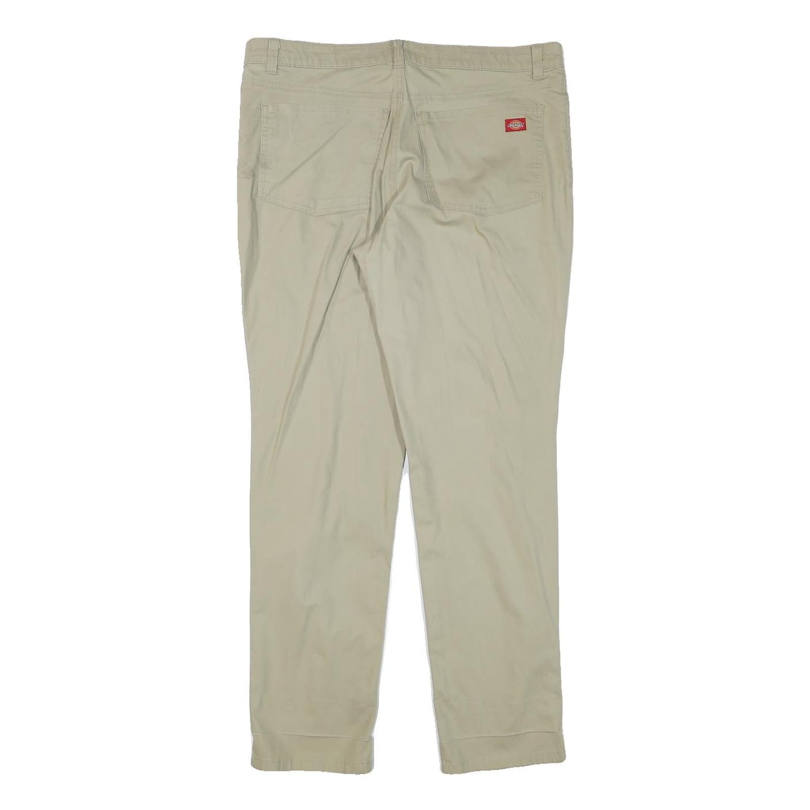 DICKIES Womens Cotton Blend Beige Slim Slim Straight Trousers W34 L30 Casual