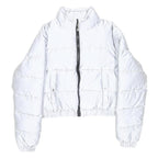 FILA Womens White Zip Up Puffer Jacket S Polyester Sportswear Light Warm
