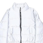 FILA Womens White Zip Up Puffer Jacket S Polyester Sportswear Light Warm