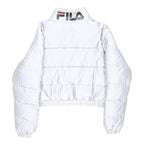 FILA Womens White Zip Up Puffer Jacket S Polyester Sportswear Light Warm