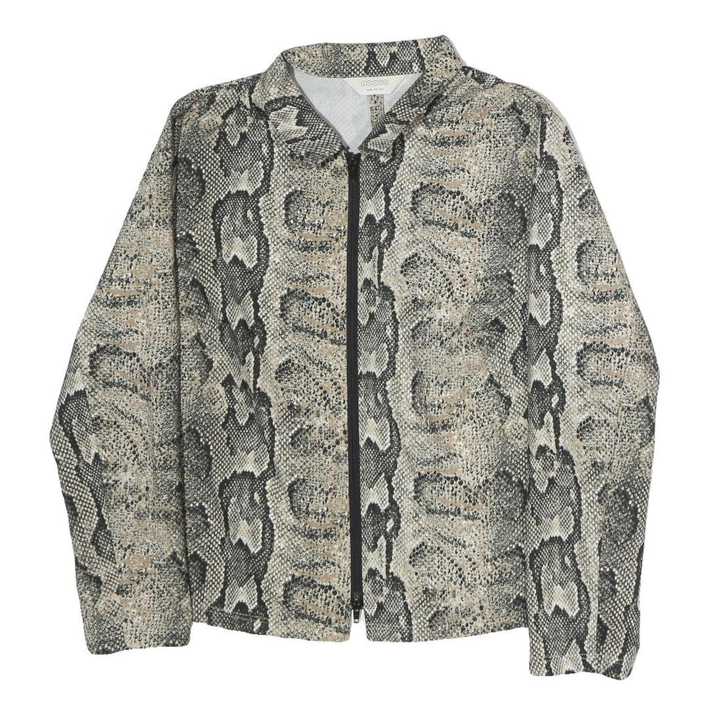 CANDA Womens Beige & Black Snake Print Jacket M Polyester Zip