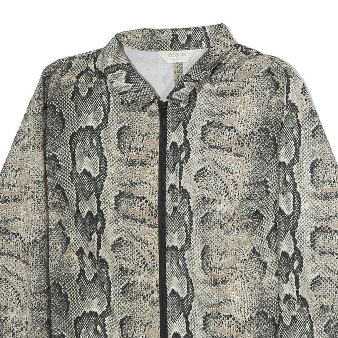 CANDA Womens Beige & Black Snake Print Jacket M Polyester Zip