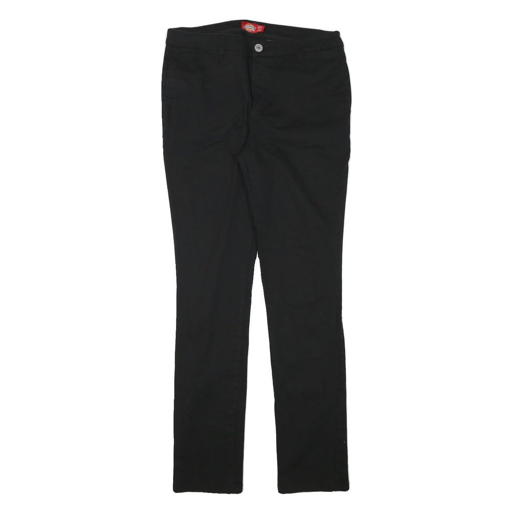 DICKIES Womens Black Slim Cotton Blend Trousers W30 L31 Zip Classic Fit