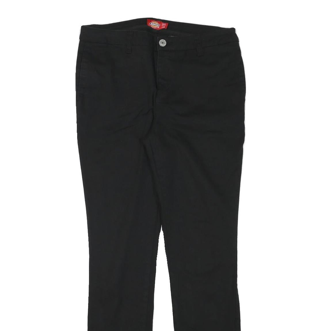 DICKIES Womens Black Slim Cotton Blend Trousers W30 L31 Zip Classic Fit