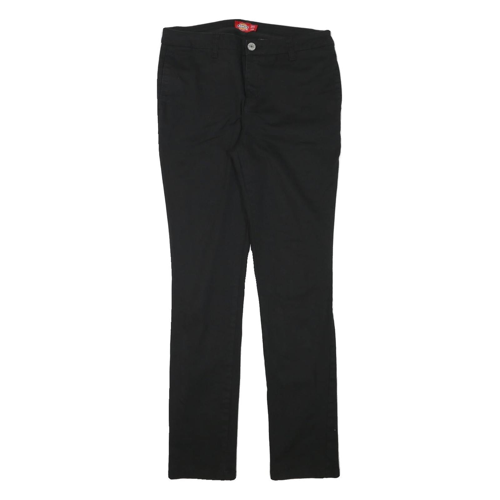 DICKIES Womens Black Slim Cotton Blend Trousers W30 L31 Zip Classic Fit