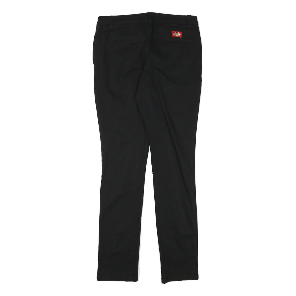 DICKIES Womens Black Slim Cotton Blend Trousers W30 L31 Zip Classic Fit