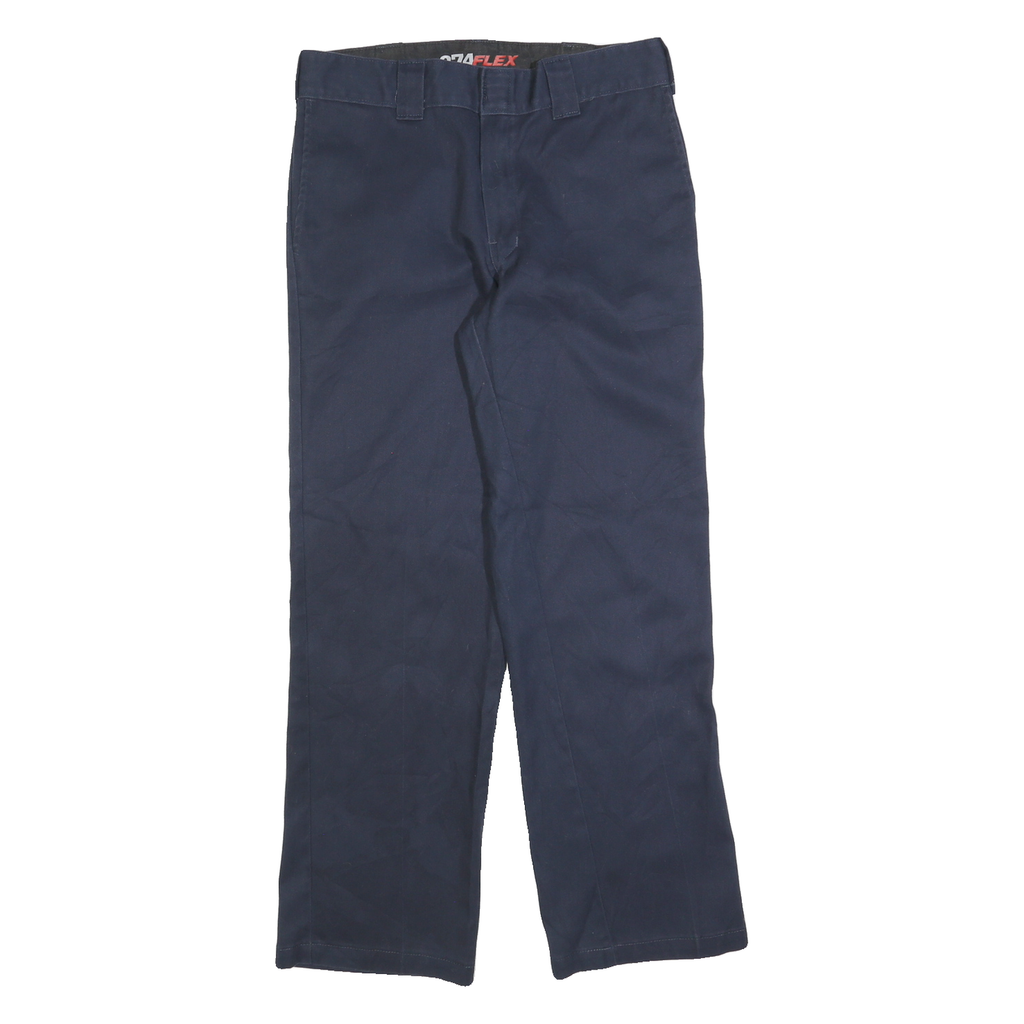 DICKIES Mens Cotton Blend Navy Regular Straight Trousers W31 L30 Workwear