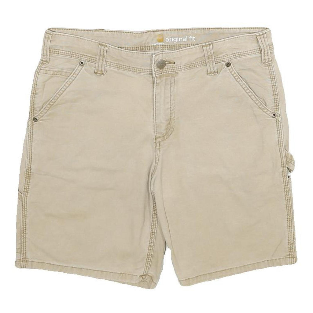 CARHARTT Womens Shorts Beige Casual Plain UK 10 W32 Original Fit Cotton Blend