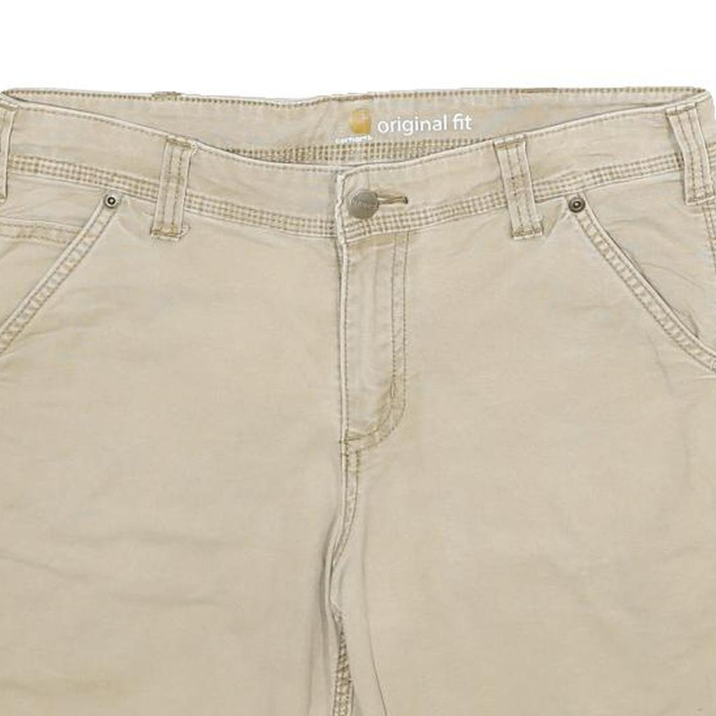 CARHARTT Womens Shorts Beige Casual Plain UK 10 W32 Original Fit Cotton Blend