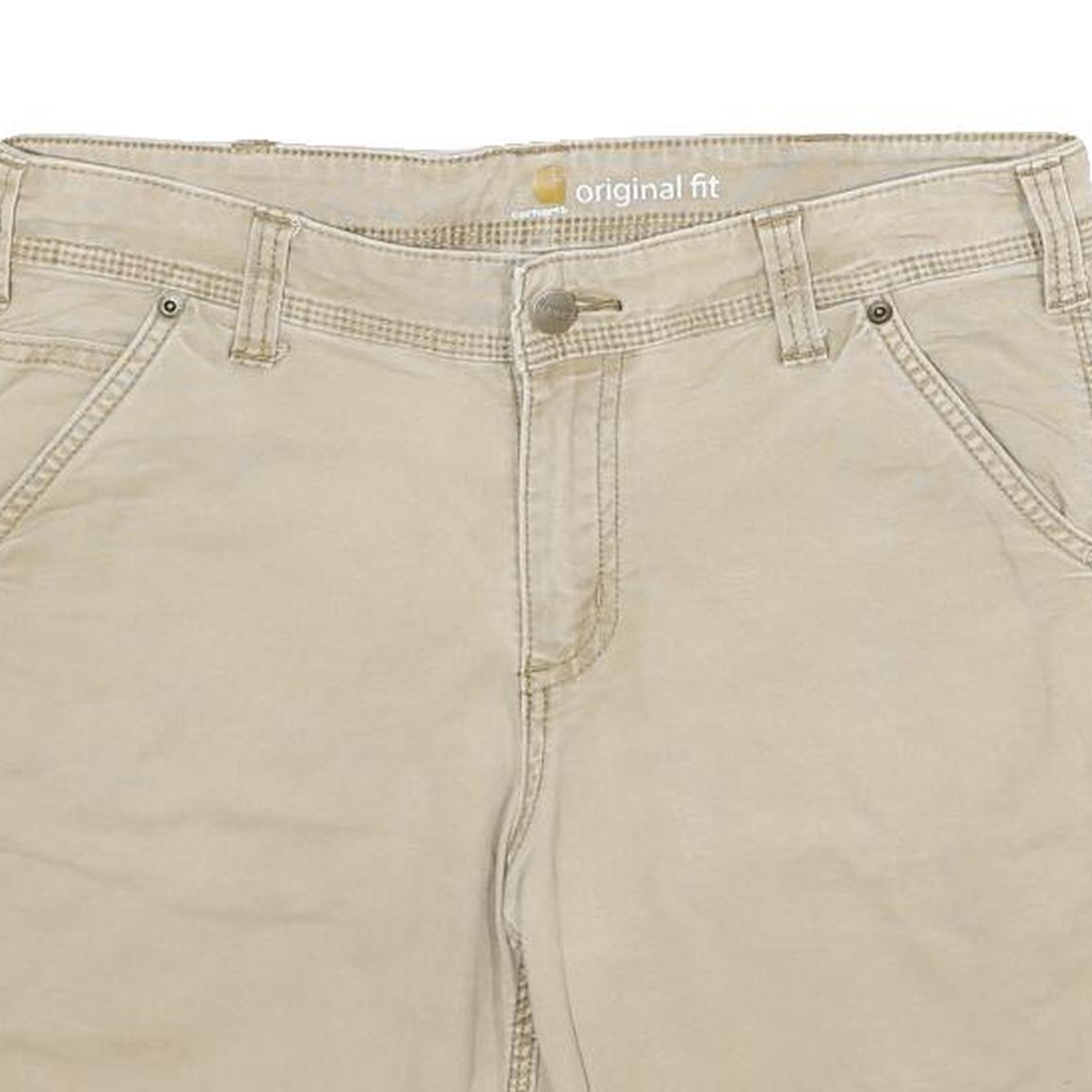 CARHARTT Womens Shorts Beige Casual Plain UK 10 W32 Original Fit Cotton Blend