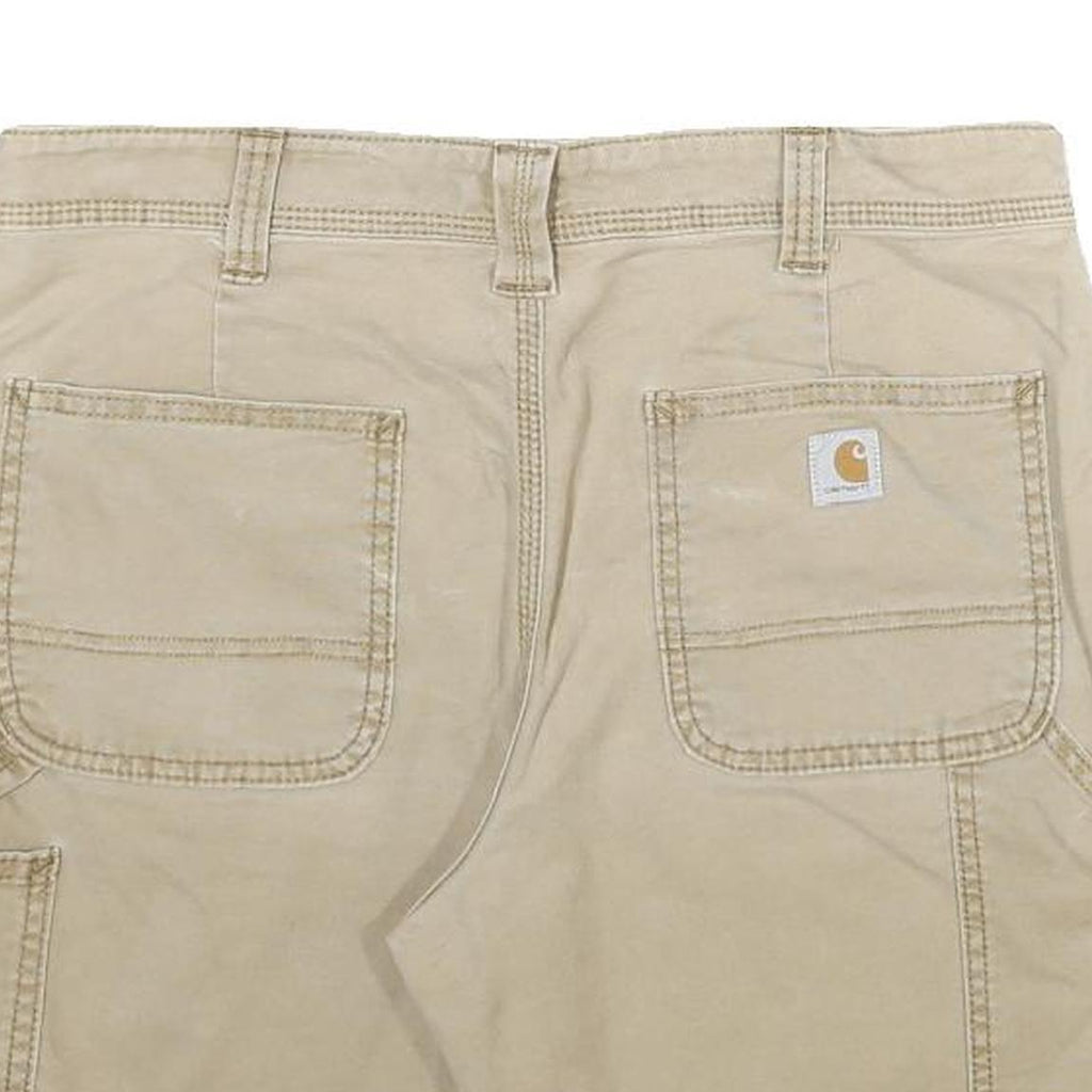 CARHARTT Womens Shorts Beige Casual Plain UK 10 W32 Original Fit Cotton Blend