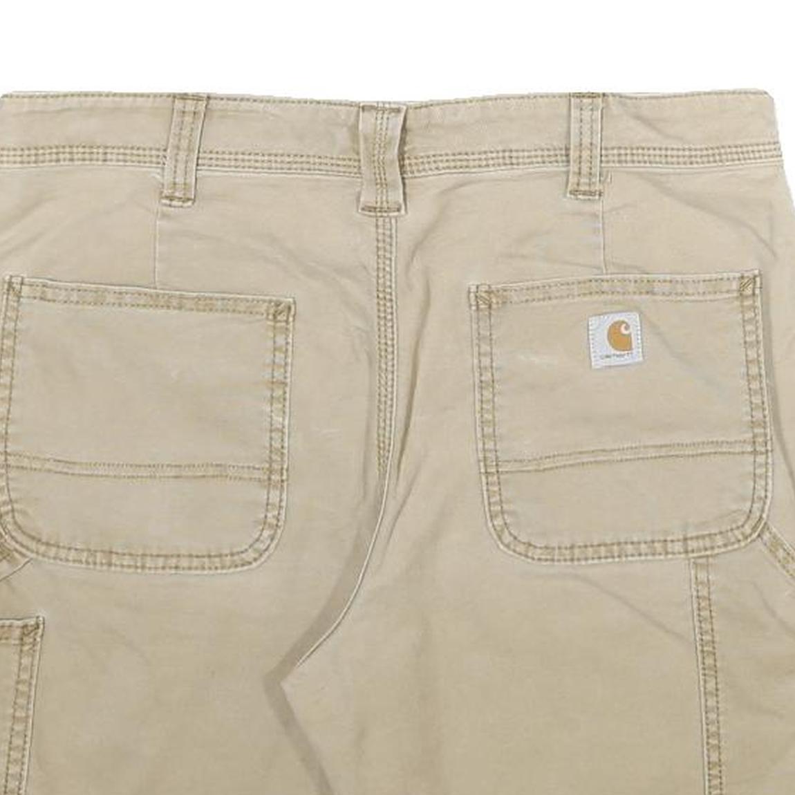 CARHARTT Womens Shorts Beige Casual Plain UK 10 W32 Original Fit Cotton Blend