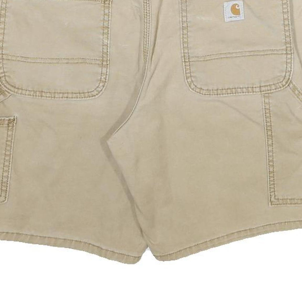 CARHARTT Womens Shorts Beige Casual Plain UK 10 W32 Original Fit Cotton Blend