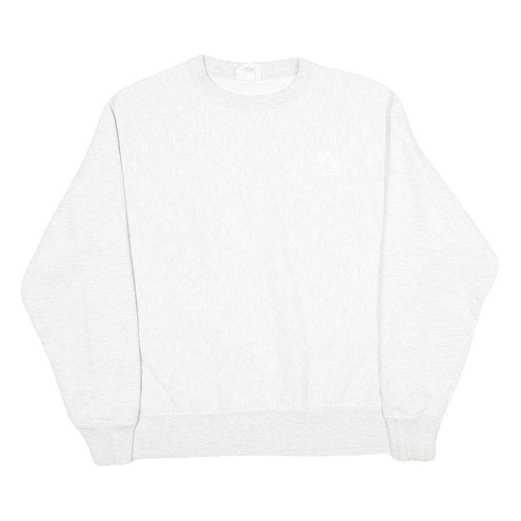 CHAMPION REVERSE WEAVE Mens White Crew Neck L Cotton Blend Pullover Sweatshirt