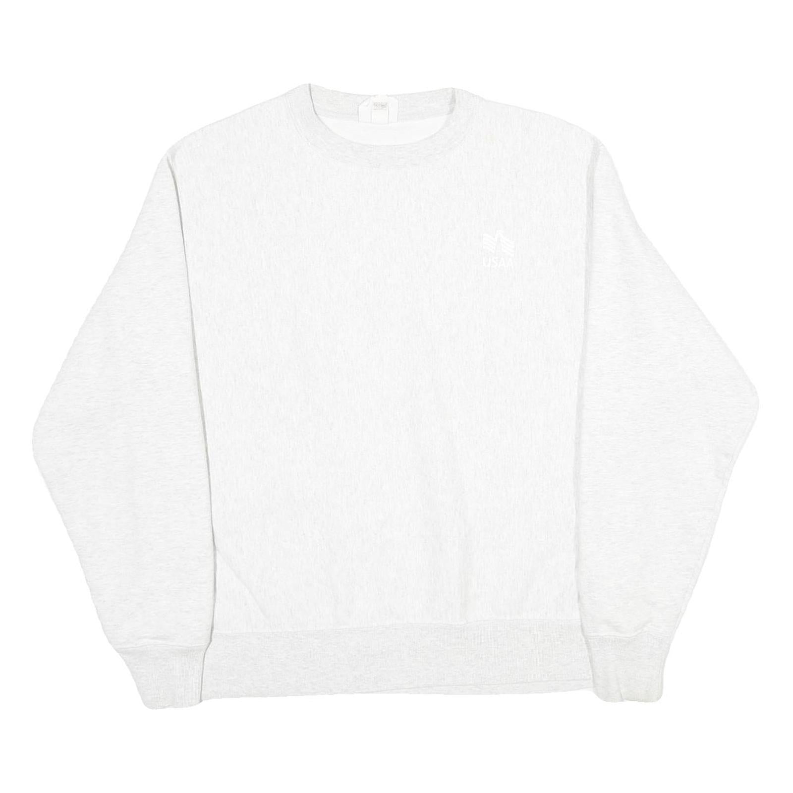 CHAMPION REVERSE WEAVE Mens White Crew Neck L Cotton Blend Pullover Sweatshirt