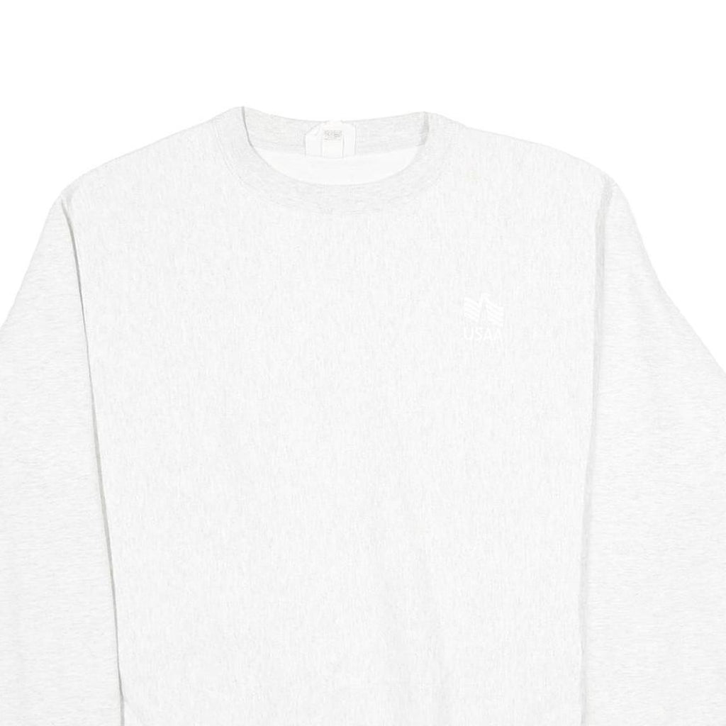 CHAMPION REVERSE WEAVE Mens White Crew Neck L Cotton Blend Pullover Sweatshirt