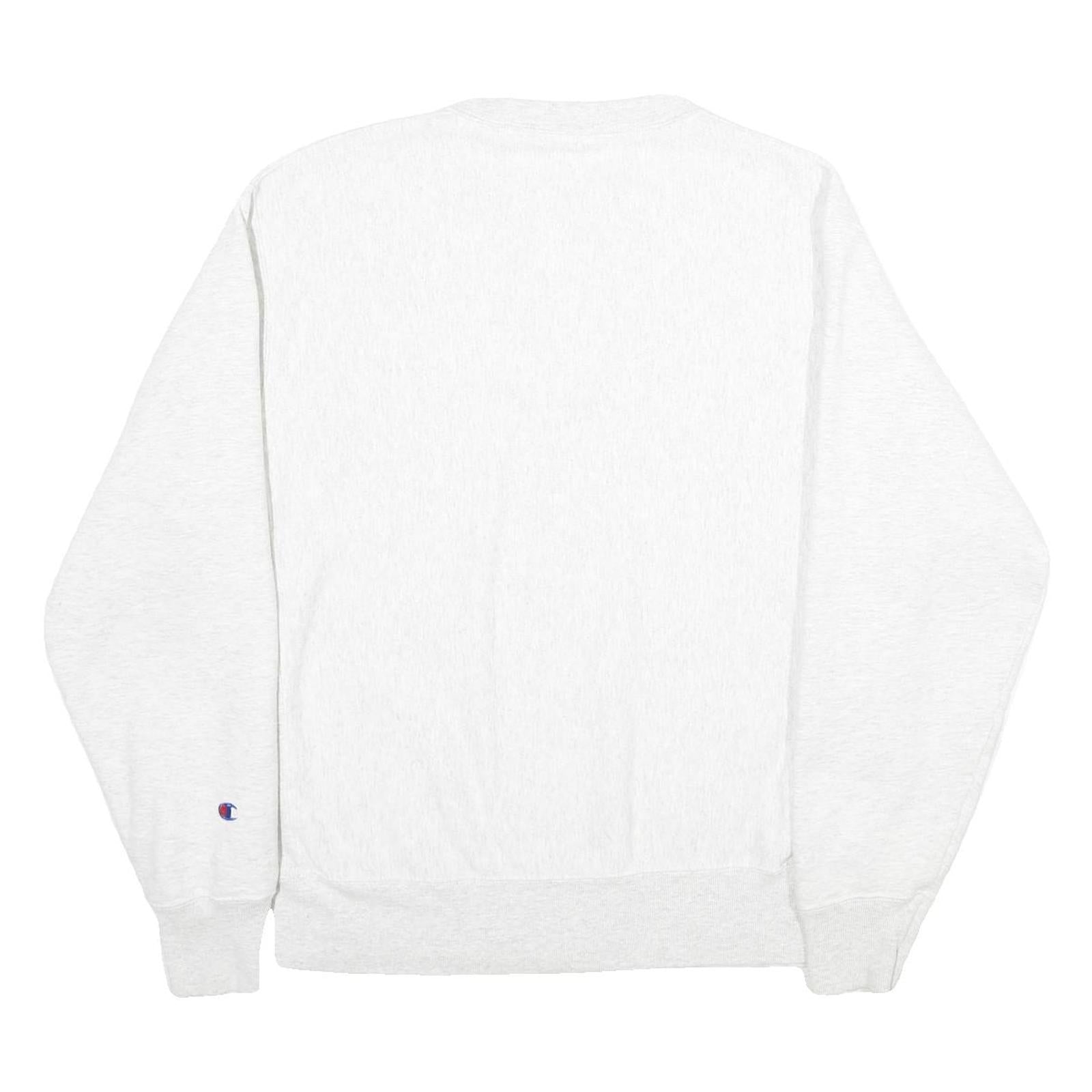 CHAMPION REVERSE WEAVE Mens White Crew Neck L Cotton Blend Pullover Sweatshirt
