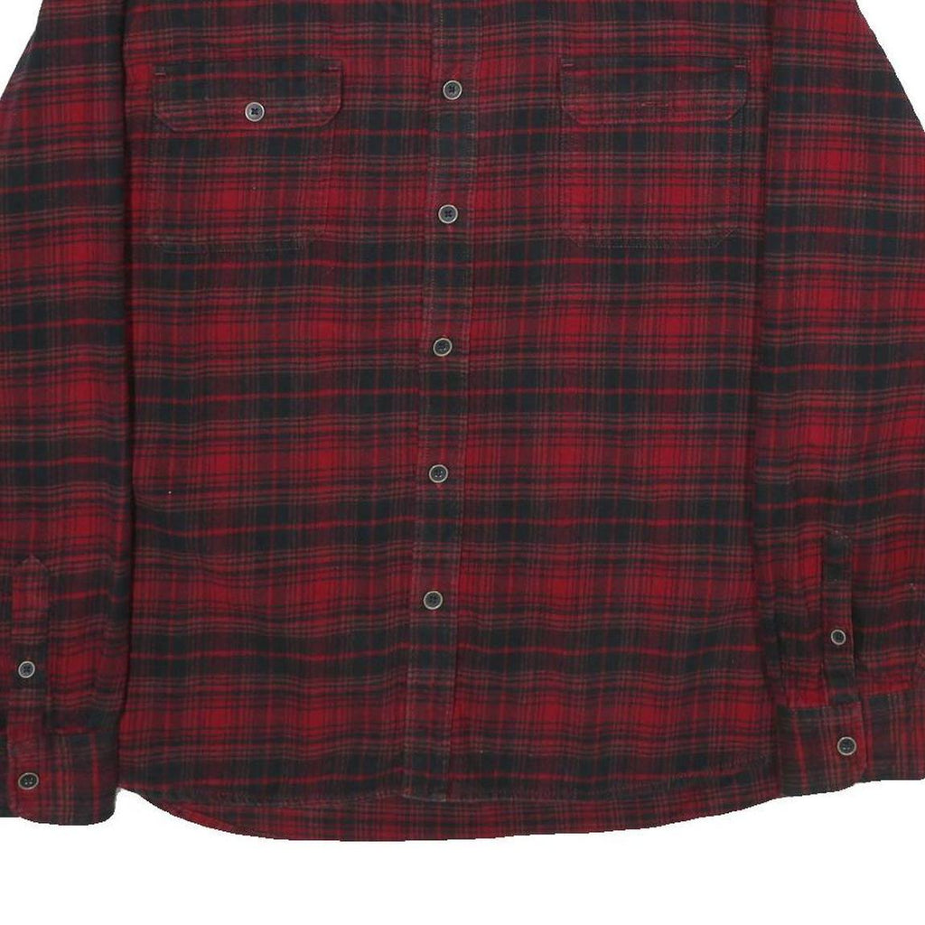 JACHS Mens Red & Black Check Shirt 2XL Cotton Long Sleeve Casual Buttoned