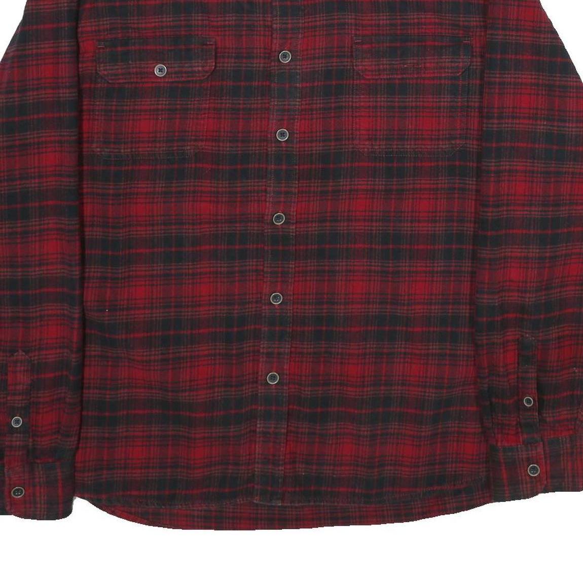 JACHS Mens Red & Black Check Shirt 2XL Cotton Long Sleeve Casual Buttoned