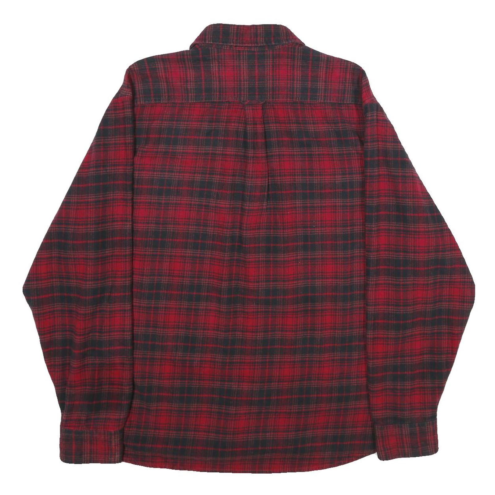 JACHS Mens Red & Black Check Shirt 2XL Cotton Long Sleeve Casual Buttoned