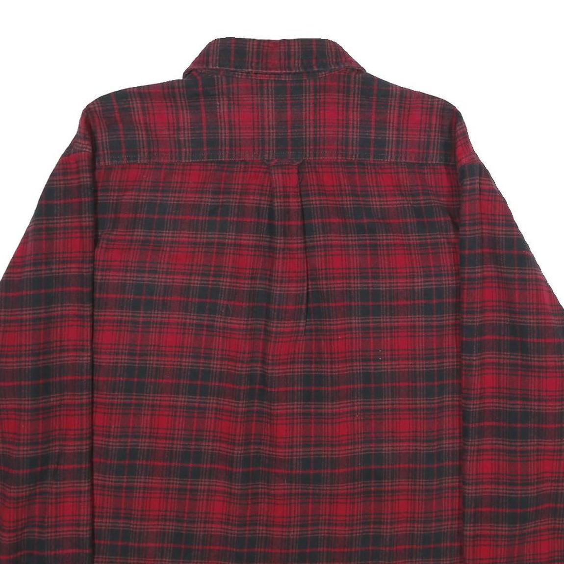 JACHS Mens Red & Black Check Shirt 2XL Cotton Long Sleeve Casual Buttoned