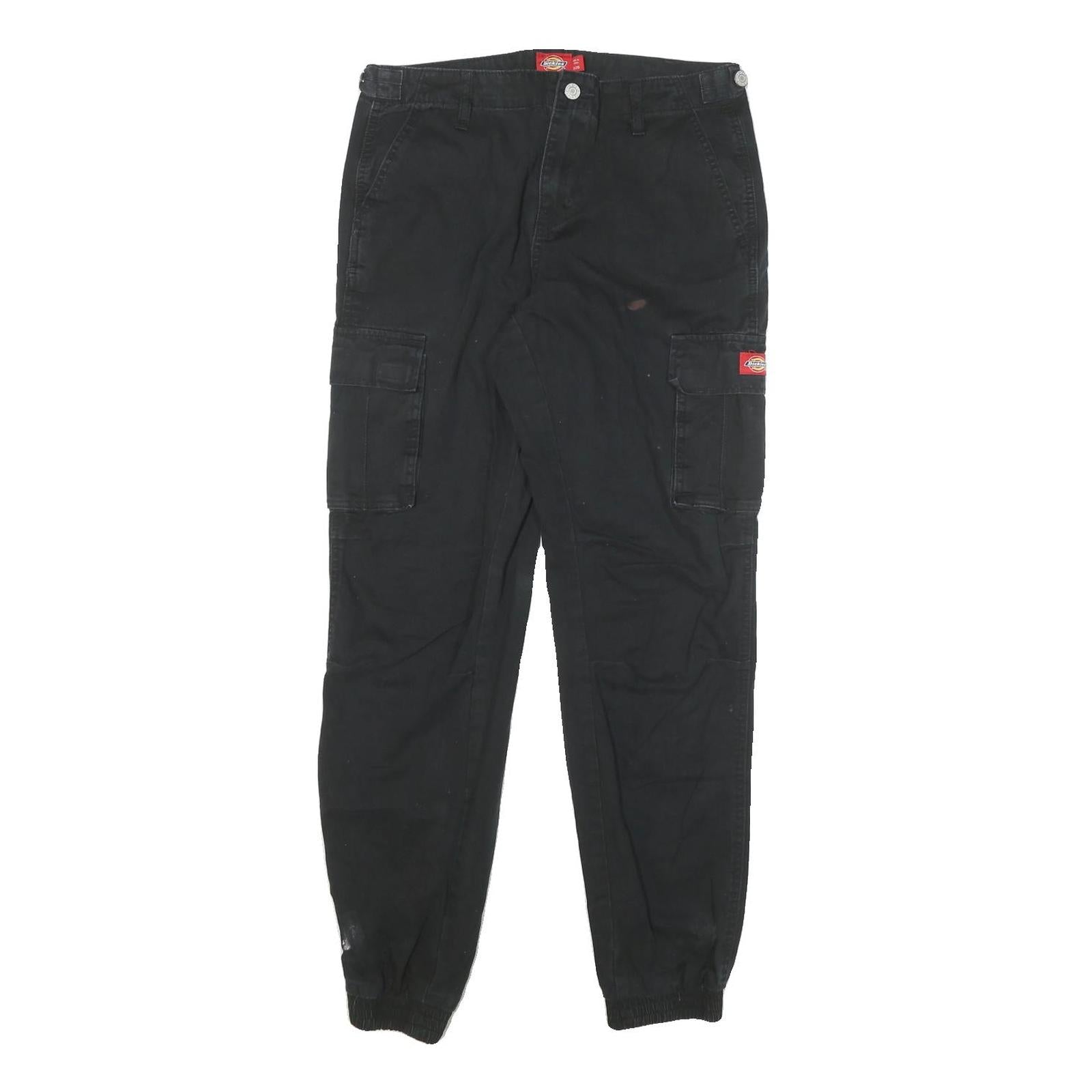 DICKIES Womens Cotton Blend Black Relaxed Cargo Trousers W28 L29 Workwear Zip