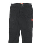 DICKIES Womens Cotton Blend Black Relaxed Cargo Trousers W28 L29 Workwear Zip