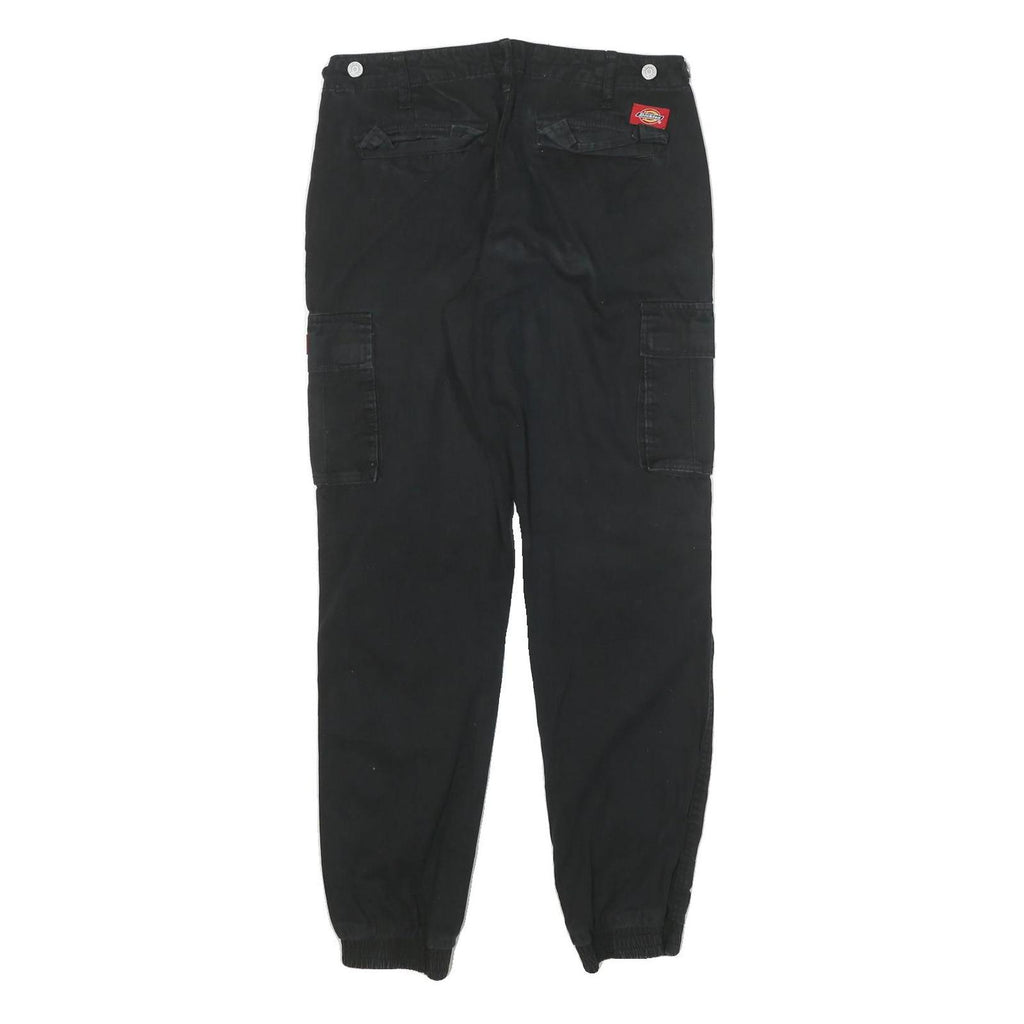 DICKIES Womens Cotton Blend Black Relaxed Cargo Trousers W28 L29 Workwear Zip