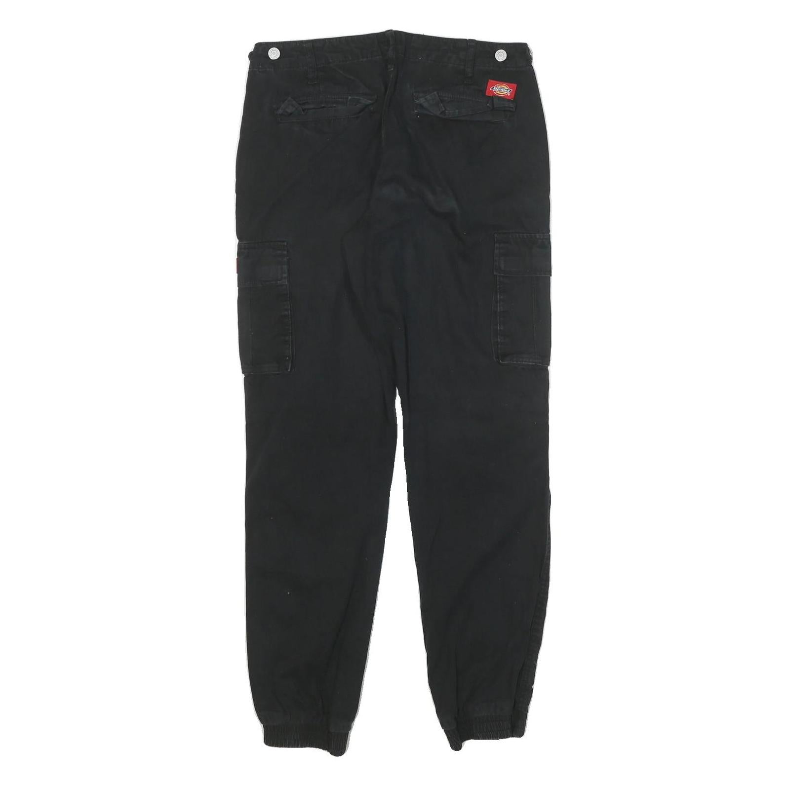 DICKIES Womens Cotton Blend Black Relaxed Cargo Trousers W28 L29 Workwear Zip