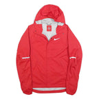 NIKE Mens Red Zip Jacket S Polyester Blend Plain Reflective Sport Hooded