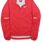 NIKE Mens Red Zip Jacket S Polyester Blend Plain Reflective Sport Hooded