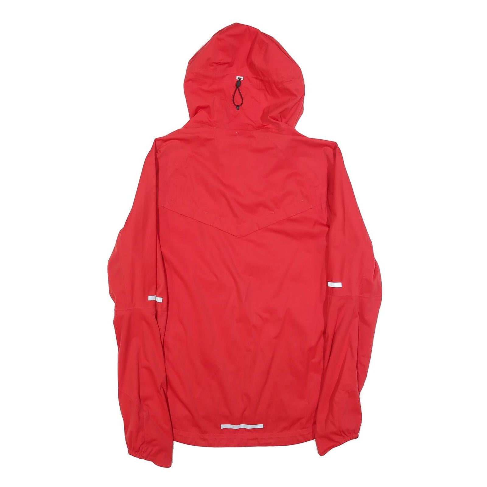 NIKE Mens Red Zip Jacket S Polyester Blend Plain Reflective Sport Hooded