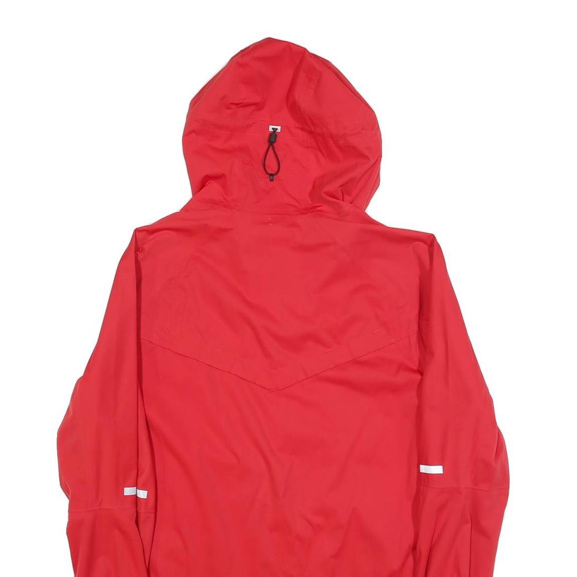 NIKE Mens Red Zip Jacket S Polyester Blend Plain Reflective Sport Hooded