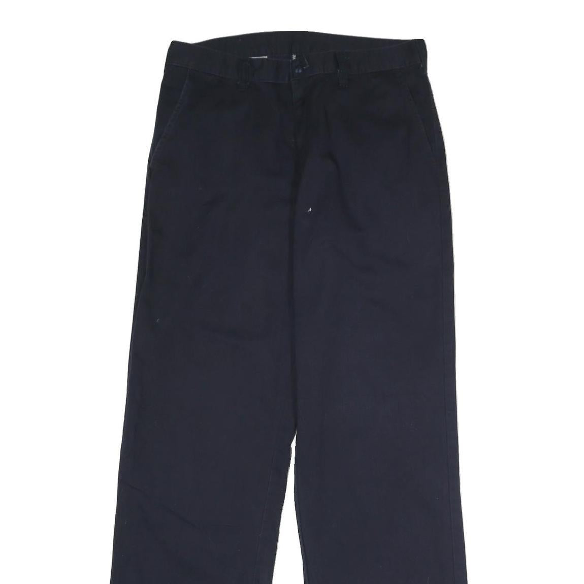 DICKIES Mens Cotton Navy Regular Straight Trousers W32 L34 Workwear Zip Closure