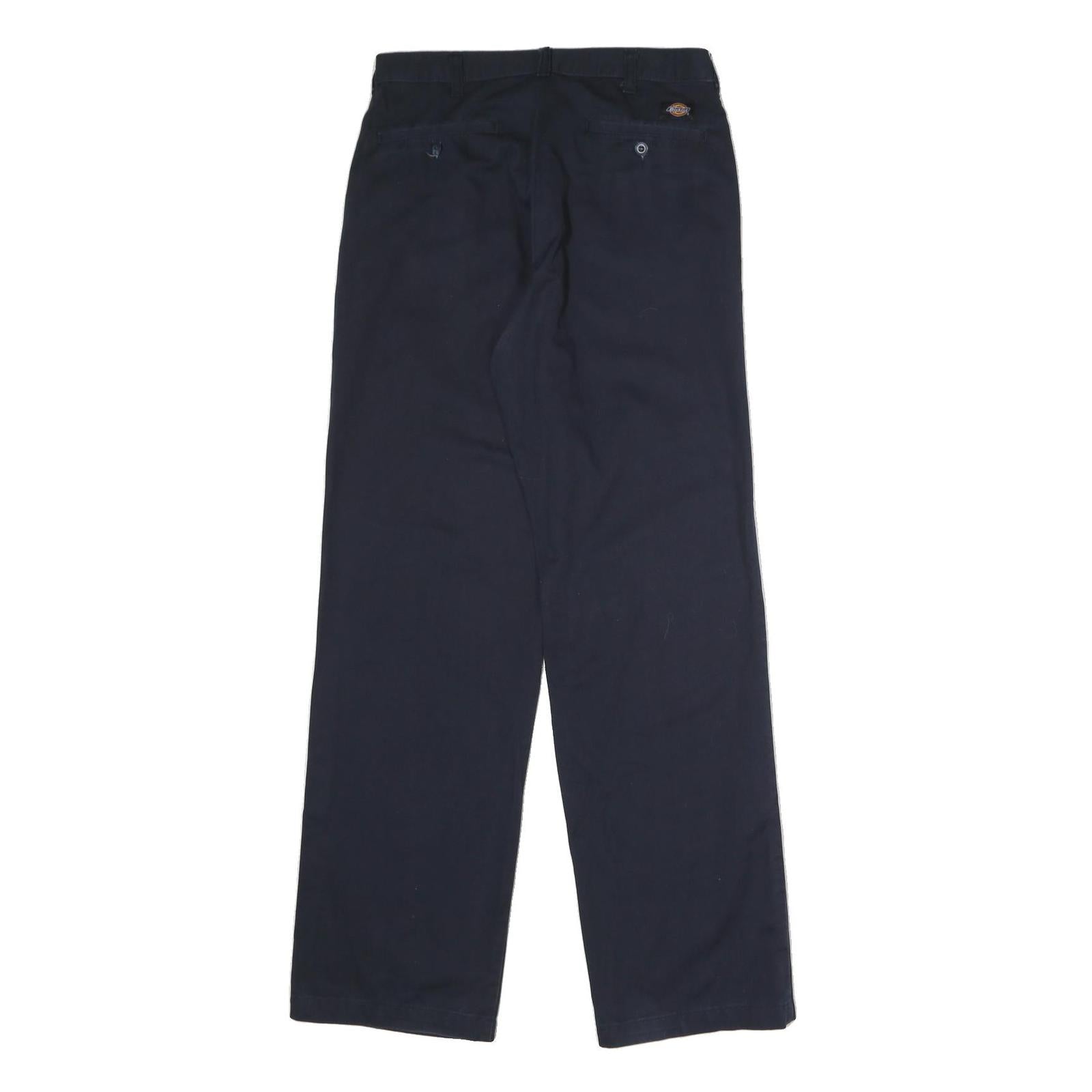 DICKIES Mens Cotton Navy Regular Straight Trousers W32 L34 Workwear Zip Closure