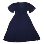 DOROTHY PERKINS Womens Navy Blue Day Polyester Dress Midi V-Neck Short Sleeve UK
