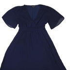 DOROTHY PERKINS Womens Navy Blue Day Polyester Dress Midi V-Neck Short Sleeve UK