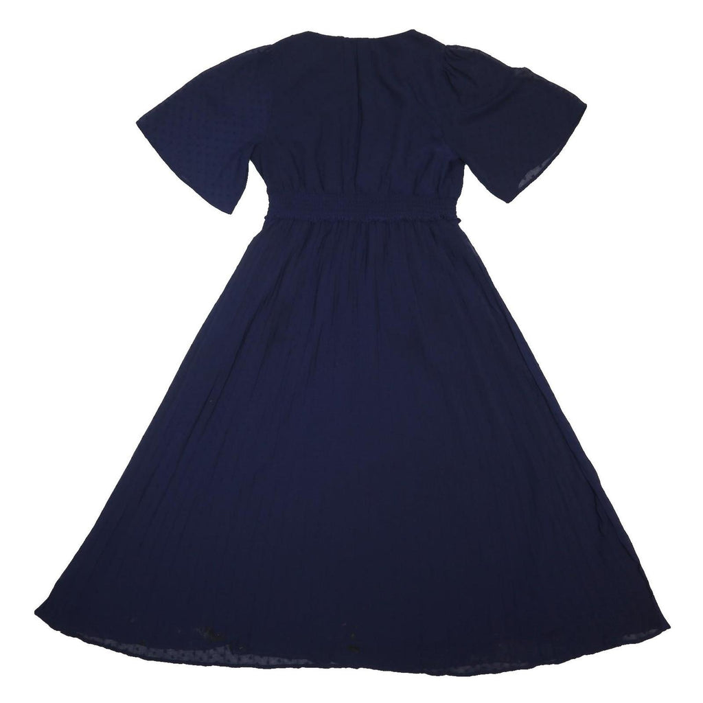 DOROTHY PERKINS Womens Navy Blue Day Polyester Dress Midi V-Neck Short Sleeve UK